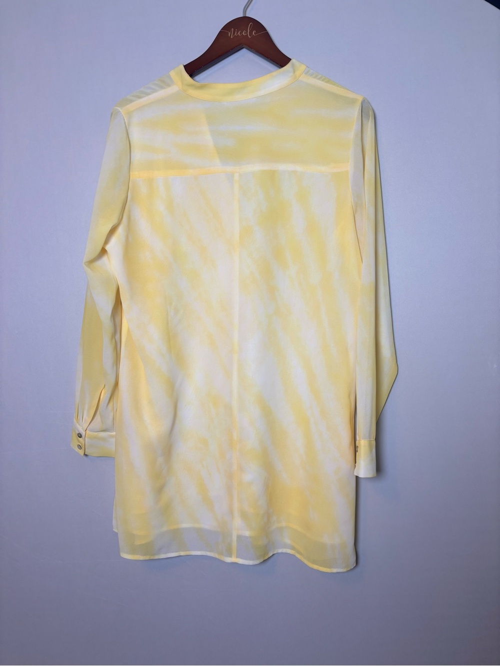 Soft Surroundings long sleeve button up yellow long length blouse size M - Picture 5 of 5